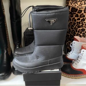 Authentic Prada Linea Rossa Nylon Gabardine Snow Boots 38 US 7/7.5 Black